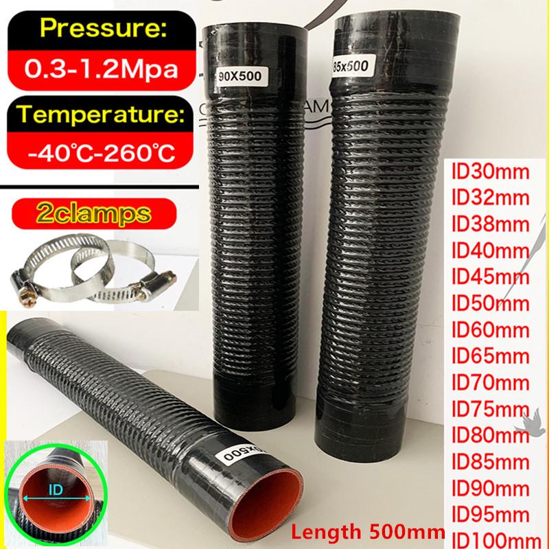 Uzunluk 500mm Araba Silikon Hortumu İç Çap 30-100mm Hava Giriş Borusu Radyatör Tüpü Yüksek Basınç Sıcaklıkauto Silikon Tüp 2 Kelepçe