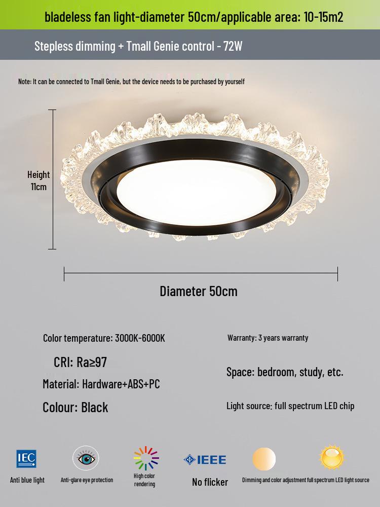 Modern Minimalist Solid Wood Leafless Fan Light - Silent Integrated Ceiling Light for Bedroom and Restaurant