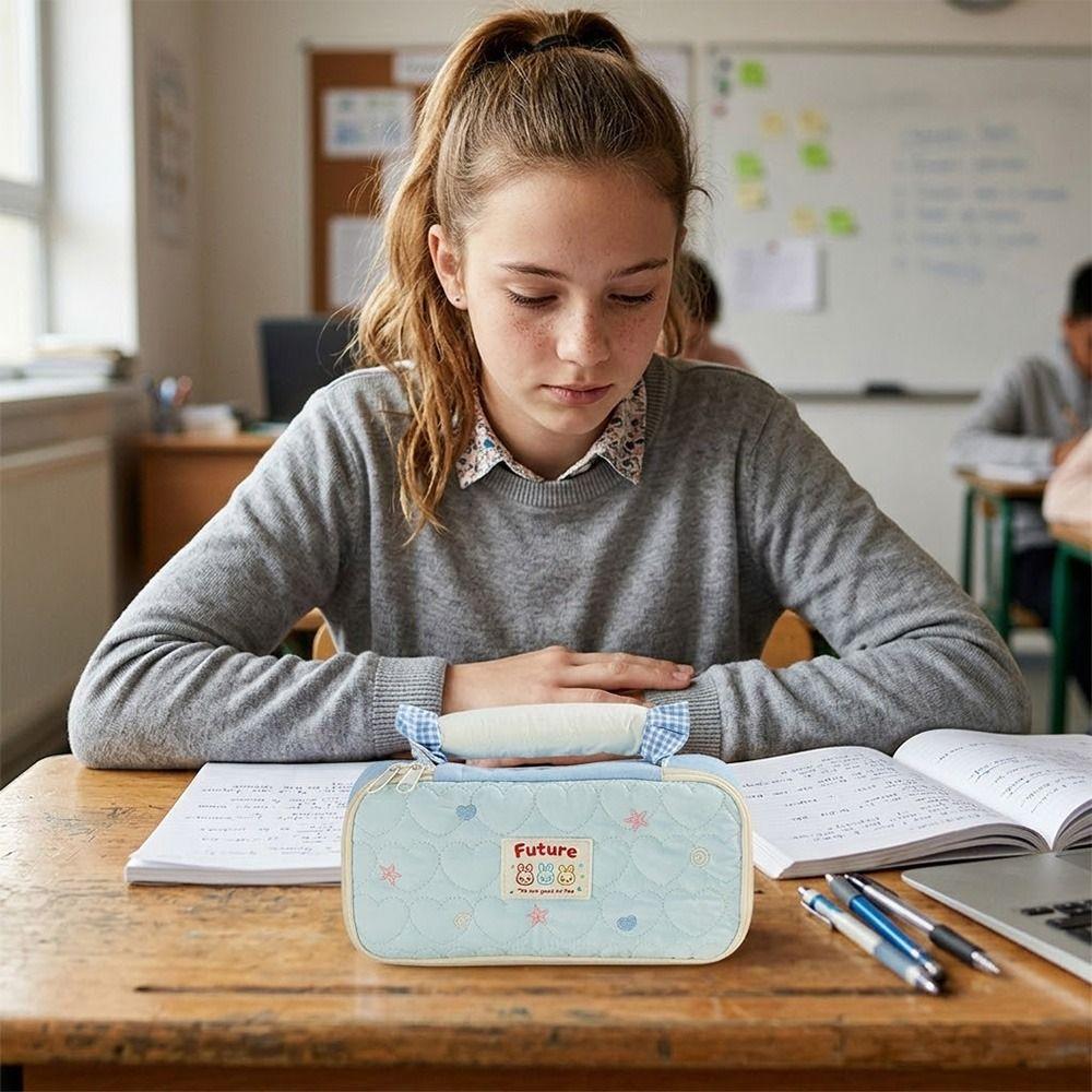 Cartoon Weiche Haptik Federmäppchen Handheld Große Kapazität Stifteetui Unterteiltes Stauraum-Schreibwaren-Organizer Schüler