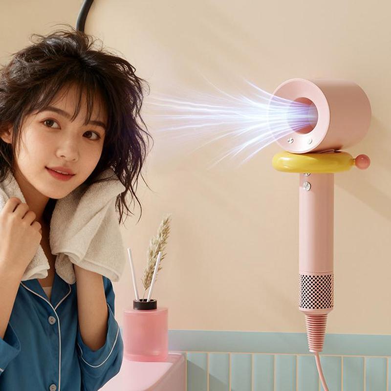 Wall-Mounted Hair Dryer Rack Punch-Free Hair Dryer Storage Rack Dopamine Colorful Organizer For Bathroom