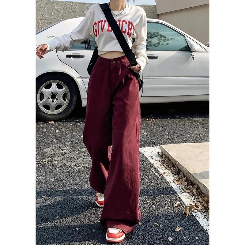 Jeans à jambe large Nouveau Pantalon décontracté taille haute Automne