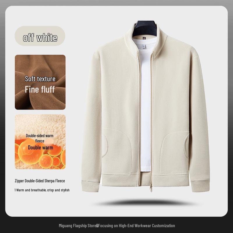 Premium Merino Wool Hooded Sweatshirt with Custom Logo - Autumn/Winter Double-Sided Fleece Jacket