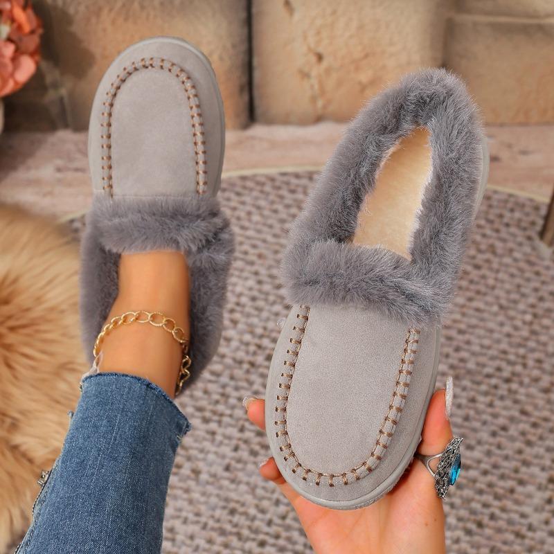 Large size flat-soled cotton shoes, new winter suede rough edge warm cotton shoes