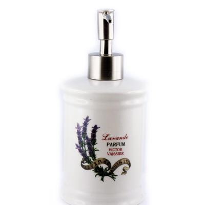 [M3364] - Ivory 'Lavender' Ceramic Soap Dispenser (retro)