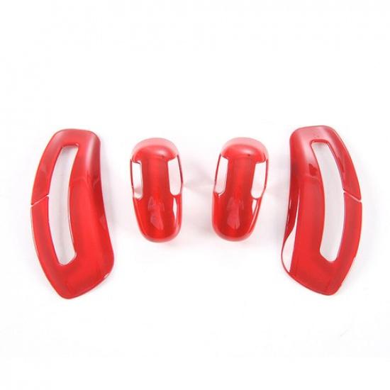 Car Seat Belt Buckle Adjust Frame Trim 4* For Jeep Compass 2017- Bright Red