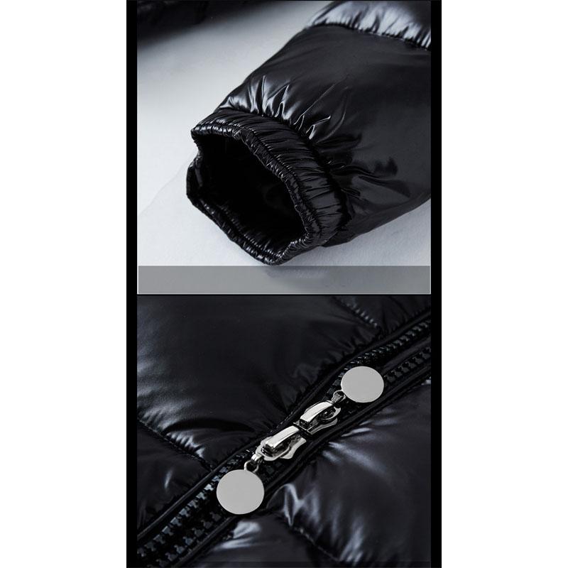 Winter Solid Color Glossy Down Jacket Couple Casual Large Size Hooded Thickened Jacket