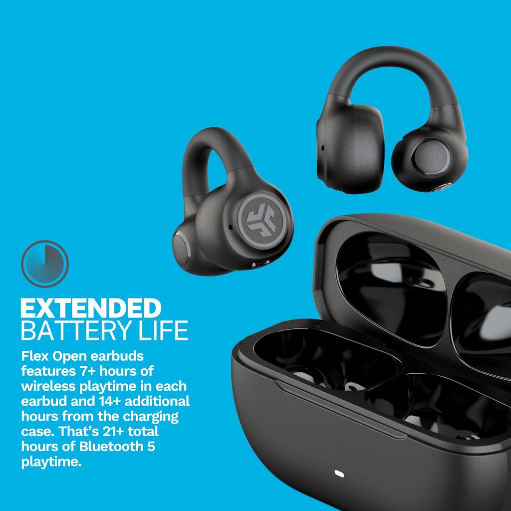 JLab Flex Black Wireless IPX4 12mm Dynamic Compatible with with Perfect for and the Up to 21 Hours of Continuous Official JLab Japan Warranty Earbuds,