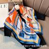 91Cm silk scarf women's 111% mulberry silk large nautical square scarf shawl, simple and generous European and American retro silk scarf