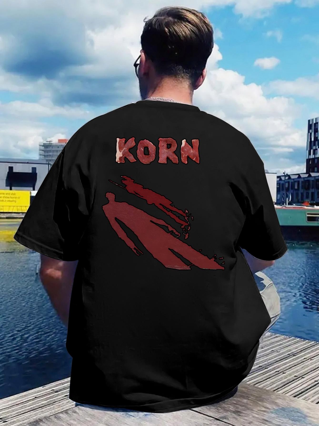Vintage Rock Band Graphic T-shirt -  KORN  Print with Hand Design XXXL
