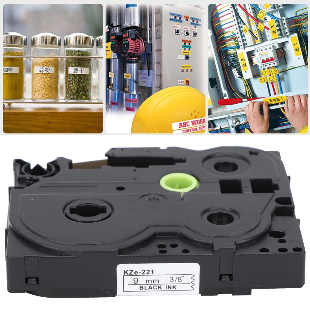 Laminated Label Tape Black On White 9mm Label Maker Color Tape for Brother TZe-221  621