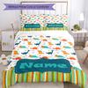 Set Biancheria da Letto con Dinosauri e Nome Personalizzato 3 Pezzi Copripiumino Chiusura Include 1 Copripiumino e 2 Federe, Morbido e Confortevole per Tutte le Stagioni.