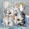 ~O~Floral Butterfly Shower Curtain - Watercolor White Flowers & Delicate Butterflies, Polyester, 70.8x70.8 Inches, Easy To Clean