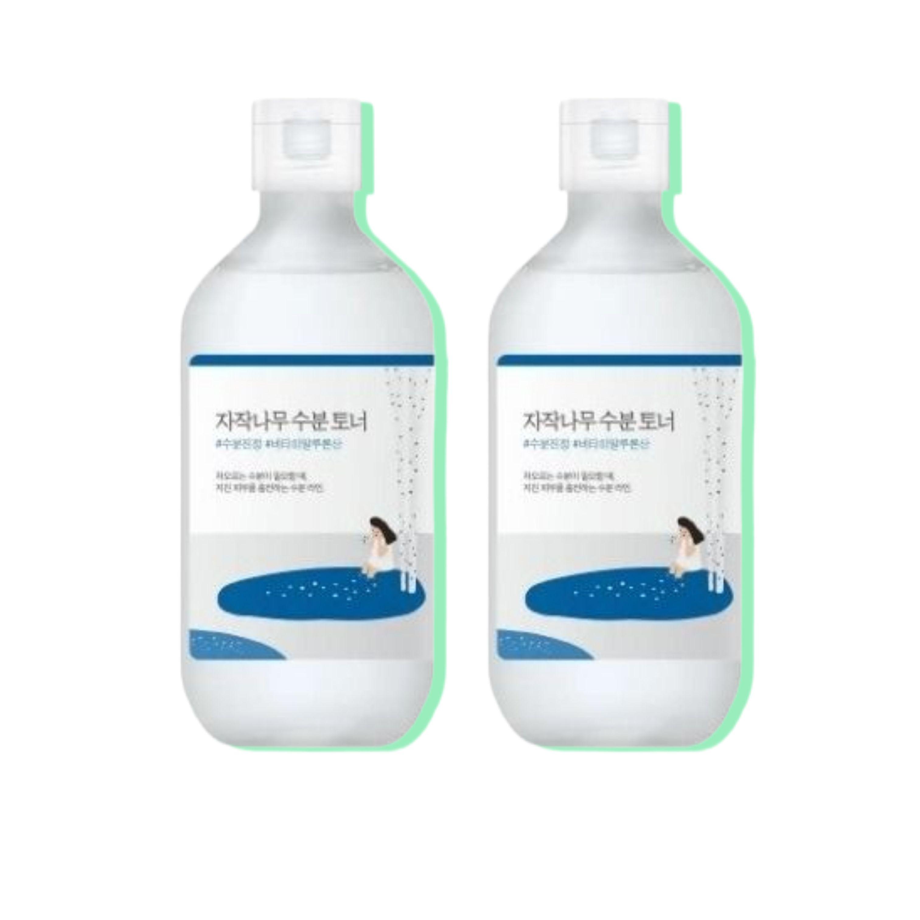 ROUND LAB Birch Juice Moisturizing Skincare Set (Toner,Serum,Cream,Sunscreen SPF50+ PA++++ ) Toner 300ml ×2