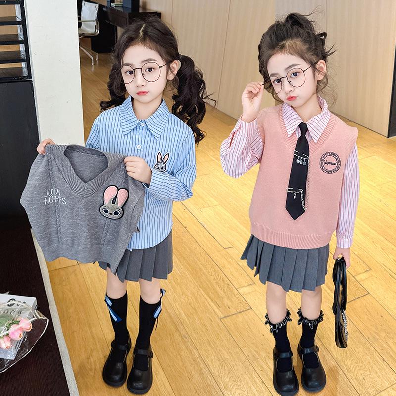 Girls' Academy Rabbit Police Officer JK Uniform Set: Vest, Pleated Skirt & Judy Shirt