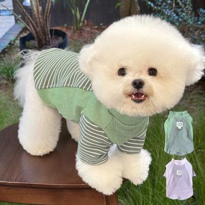 Casual Style Warm Puppy Striped Pullovers Comfortable with D-Ring Pet Vest Soft Dog Sweatshirt Spring