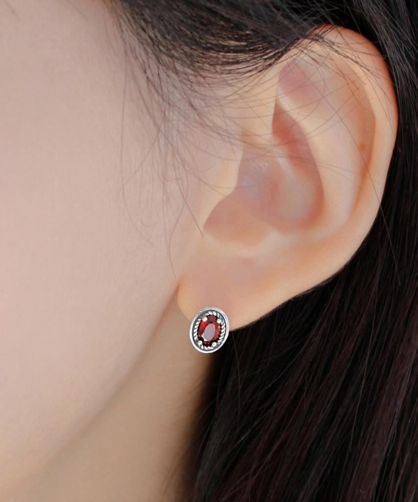 47Bag 925 Silver Natural Garnet Gemstone Earrings Riona