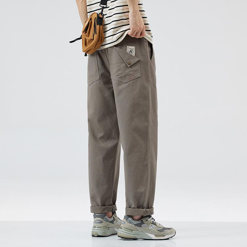 American overalls men's summer new trendy brand loose straight wide-leg pants teenagers handsome cotton casual trousers
