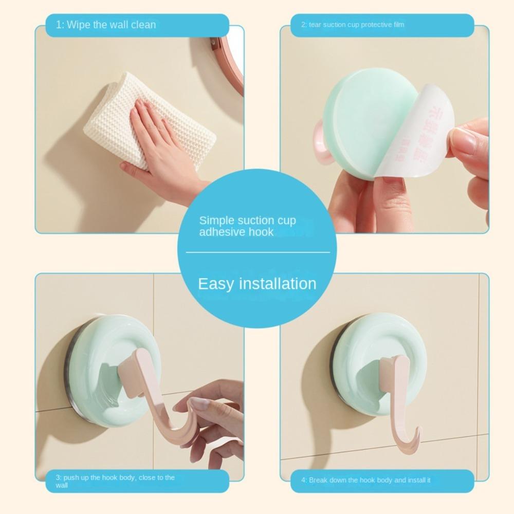 4pcs Colorful Wall Hanger Punch-free Door Hooks Strong Vacuum Suction Cup Hook  Kitchen