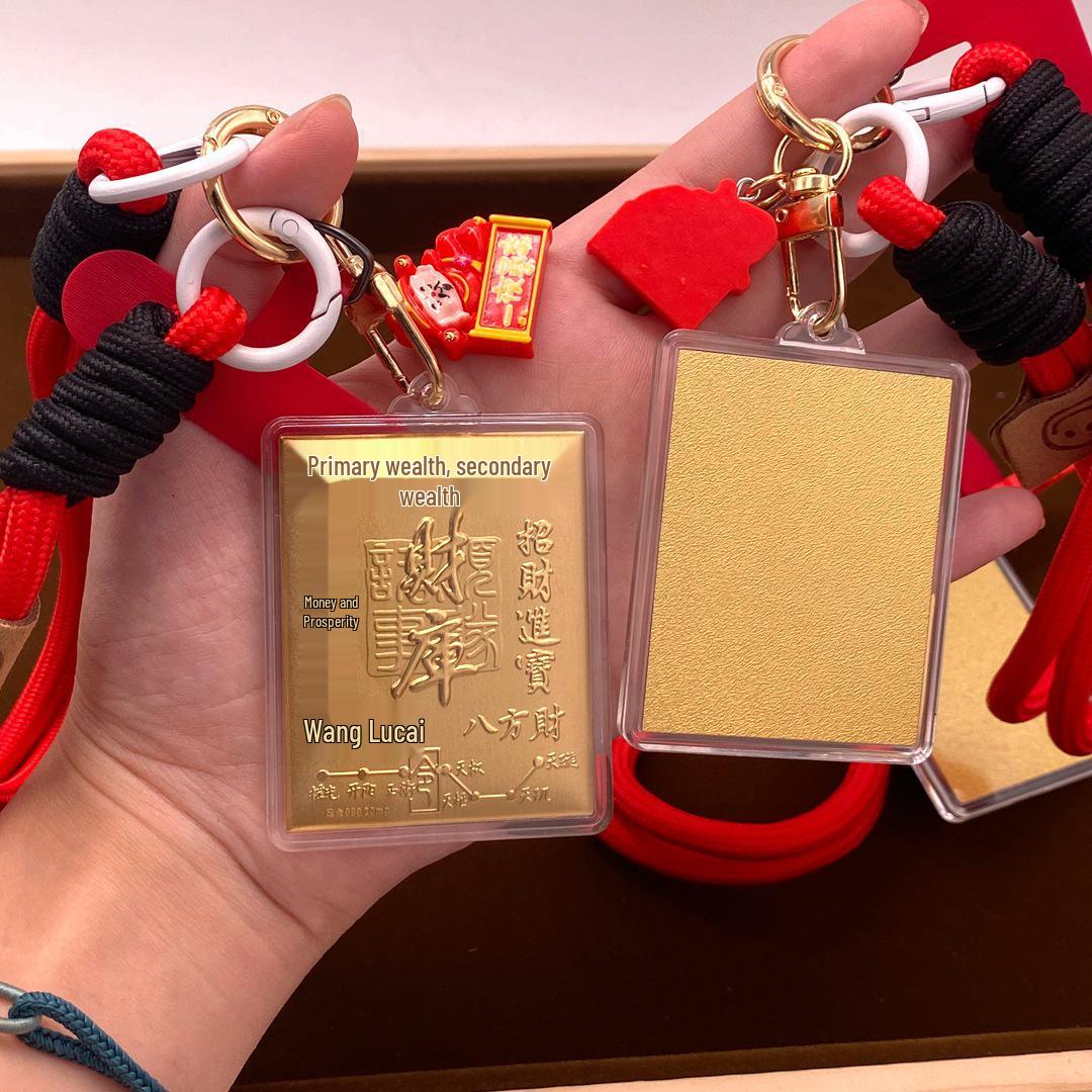 999 Pure Gold God of Wealth Keychain: Attract Treasure & Fortune