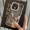 Vintage Flower Deer Pattern Phone Case For iPhone 17 16 15 14 13 12 11 Pro Max Plus 17 Air XS Max X XR Lychee Texture Cover