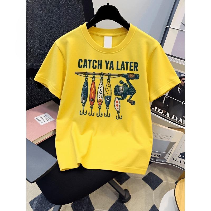 European Sizes Children's Summer Short-Sleeve T-Shirt, Cartoon Print Top for Boys, Featuring a Cute Design, Suitable for Outings and Daily