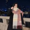 Thickened Faux Cashmere Scarf Classic Tassels Blanket Scarf Cozy Warm Stripe Shawl  Cold-Weather