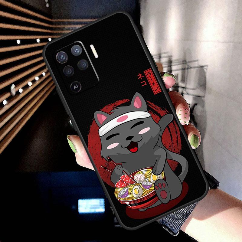 Ramen Cat Japanese Art Case For Oppo A17 A57 A77 A76 A16 A96 A18 A60 A80 A40 A38 A58 A78 A98 A94 A74 A54 A15 A5 Pro