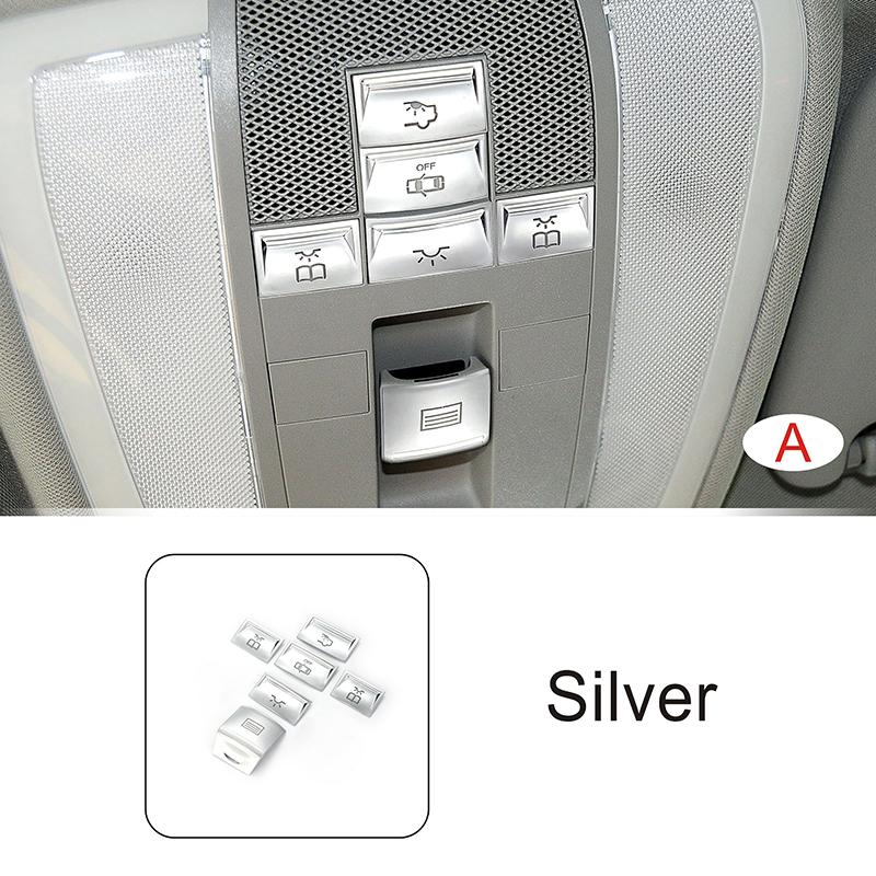 

Car Styling Roof Sunroof Reading Light Buttons Decals Decoration Cover Trim For Mercedes Benz GLK C E Class X204 W204 W212 6 pieces A
