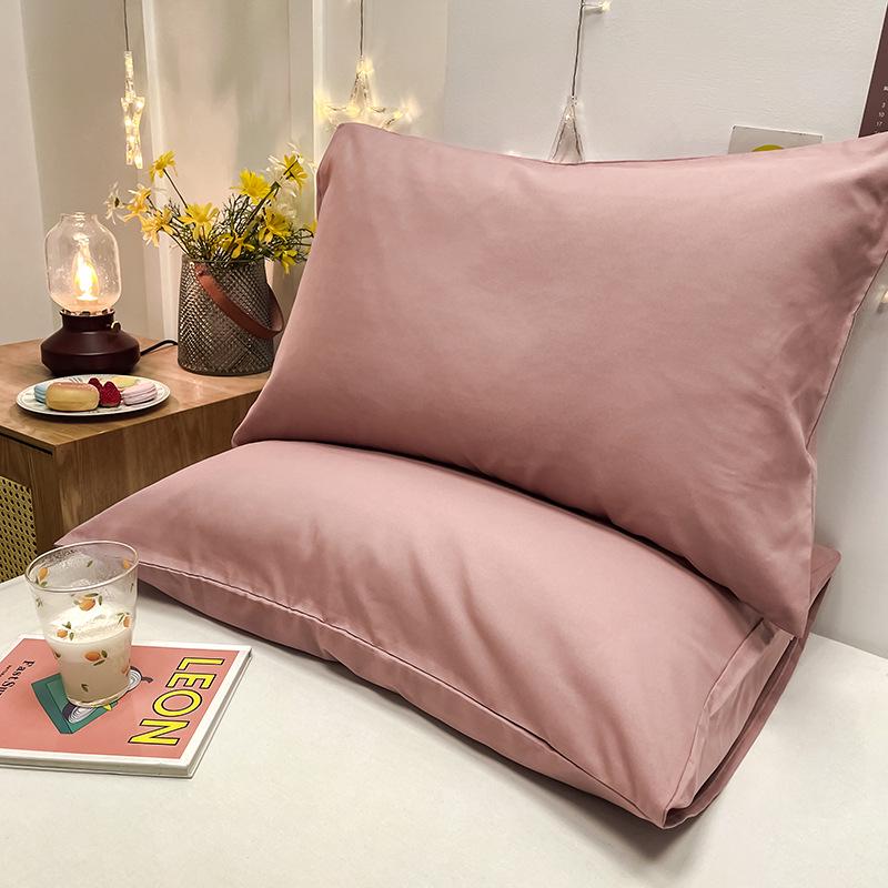 Brushed Solid Color Washed Cotton Pillowcases, Pair, Simple Style, Four Seasons