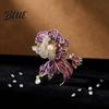 Long-lasting Brooch Women Sparkling Rhinestones Imitation Pearl Flower Shape Lapel