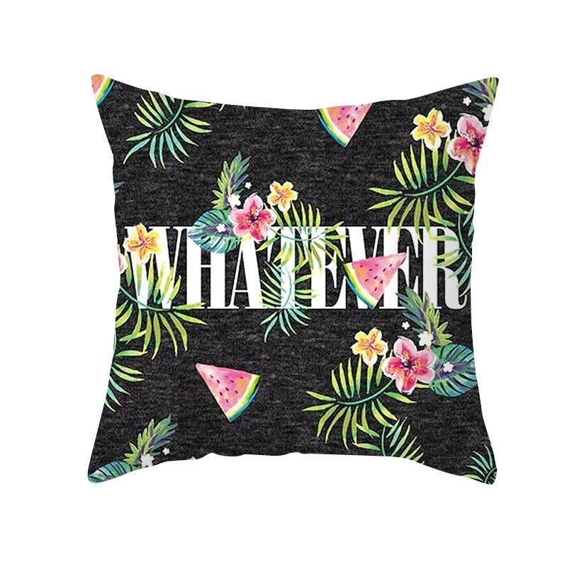 Plant Flower Creative Letter Pattern Printing Cover Car Sofa Cushion Cover Luxury Home Decoration Cushion Cover
