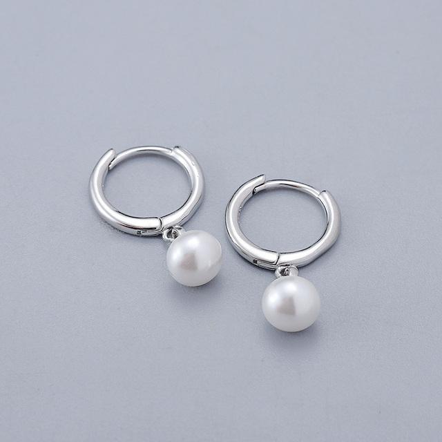 

ANENJERY серьги-кольца с плоским жемчугом, модные простые серьги с подвесками для женщин и девочек серебряный