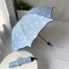 Ten-Bone Large Double Umbrella Small Fresh Sun Umbrella Vinyl Sun Protective Sun Shade Rain Dual-Use Triple Folding Umbrella Female Manual
