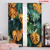 2pcs Window Drapes Exotic Leaves Machine Washable Polyester,Without Electricity Party Decorations Perfect for Indoor