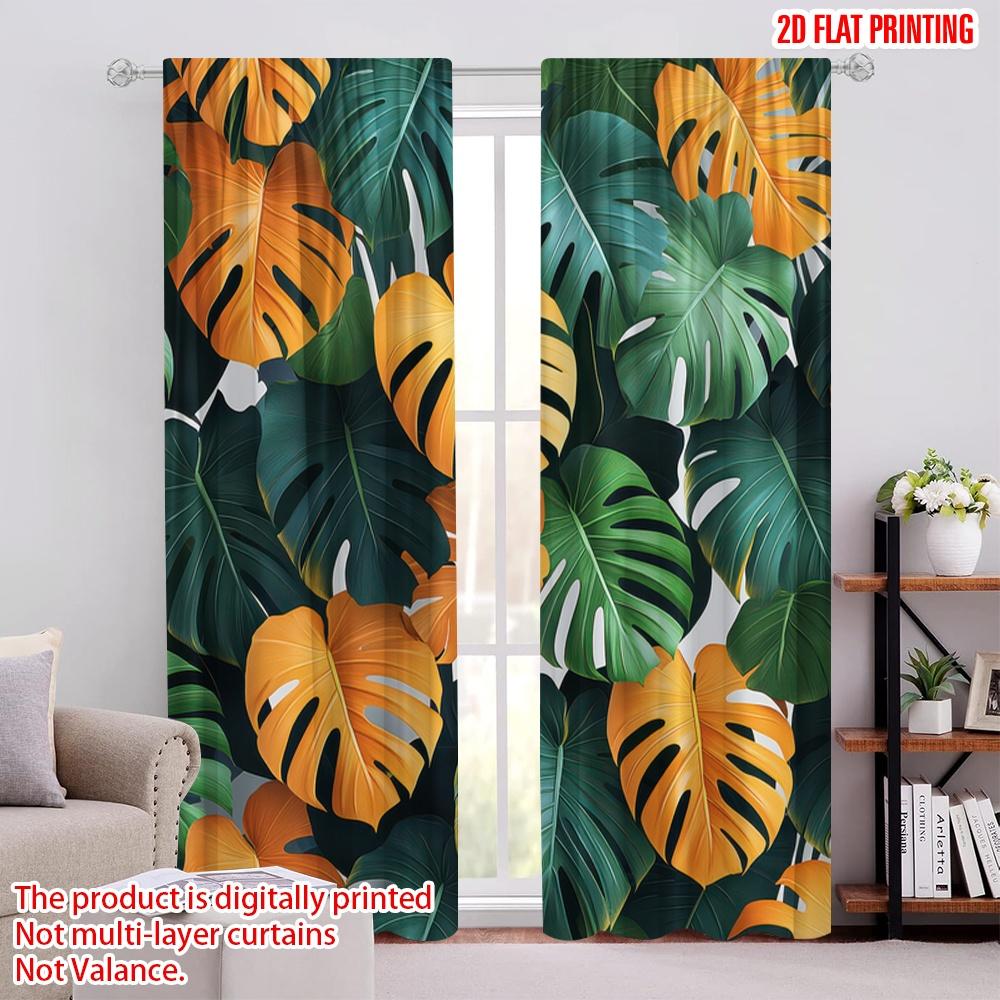 

2pcs Window Drapes Exotic Leaves Machine Washable Polyester,Without Electricity Party Decorations Perfect for Indoor 52.50 × 116.00 cm 2 pcs