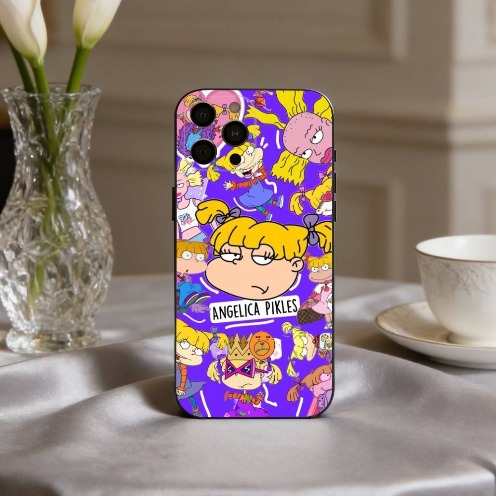 R-Rugrat-T C-Chuckie A-Angelica Phone Case For iPhone 17pro,16,15,14,13,12,11 Plus,Pro Max,XS,Soft Silicone Black Cover