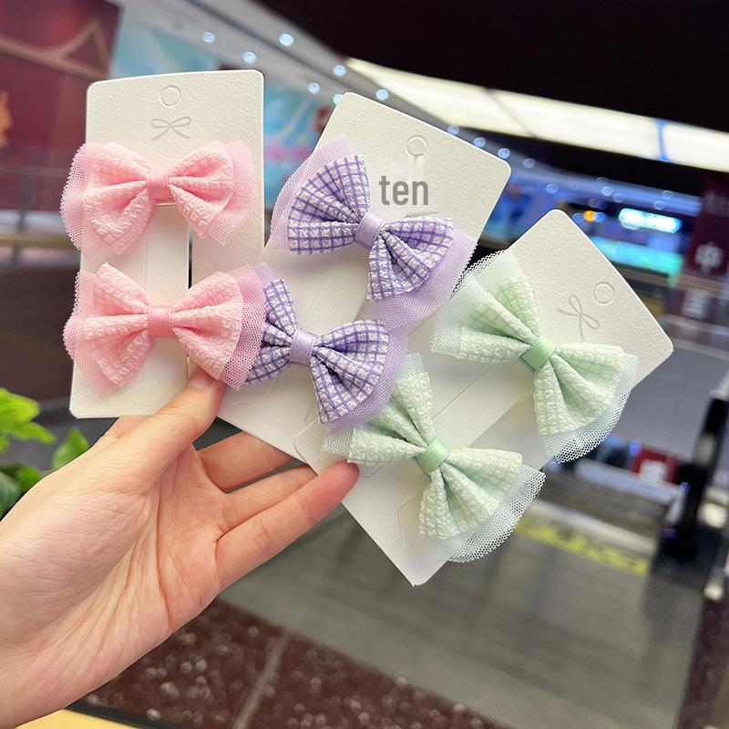

Korean Style Plaid Fabric Mesh Hairpin for Girls and Babies зелёный