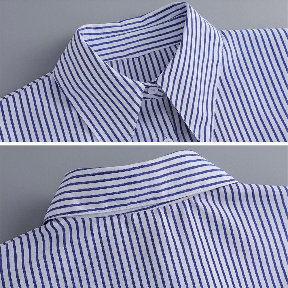 Blue Fake Collar Stripes Lapel Half Shirt New Shawl Wrap Women Girls