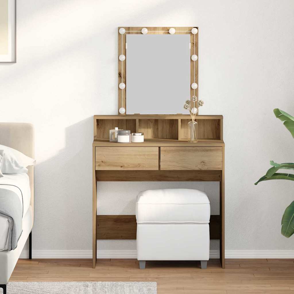 Makeup Table Artisan Oak 80 X 41 X 144.5 Cm Engineered Wood