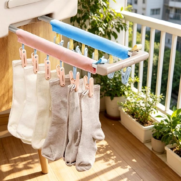 Portable Laundry Hanger for Small Garments, Folding Travel Design with 6 Hanging Grips and Easy Storage for Travel Use