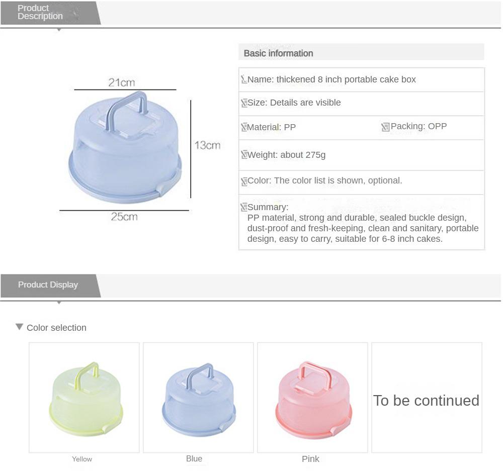 Transparent Portable Cake Box Clear Container Food Fresh-Keeping Box Handle Plastic Storage Holder Carrier Cake Packing Box