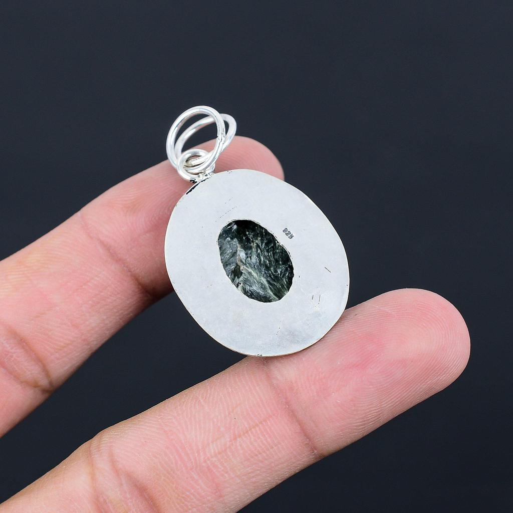 Daughters Day Deal Seraphinite Gemstone 925 Sterling Silver Sister Boho Pendant