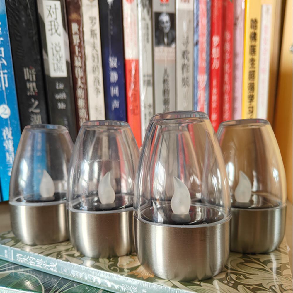 Solar Candle Light Outdoor LED Flameless Metal Candle Lamp Terrace Halloween Decoration Light Garden Waterproof Yard Lawn Light