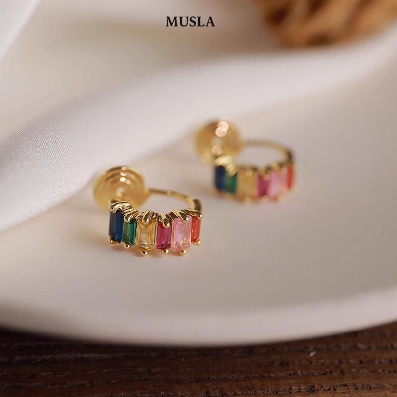 

Musla Design Jewelry Cilp Earrings Fashion Simple Drop Earrings For Women Clip Earrings зелёный/розовый