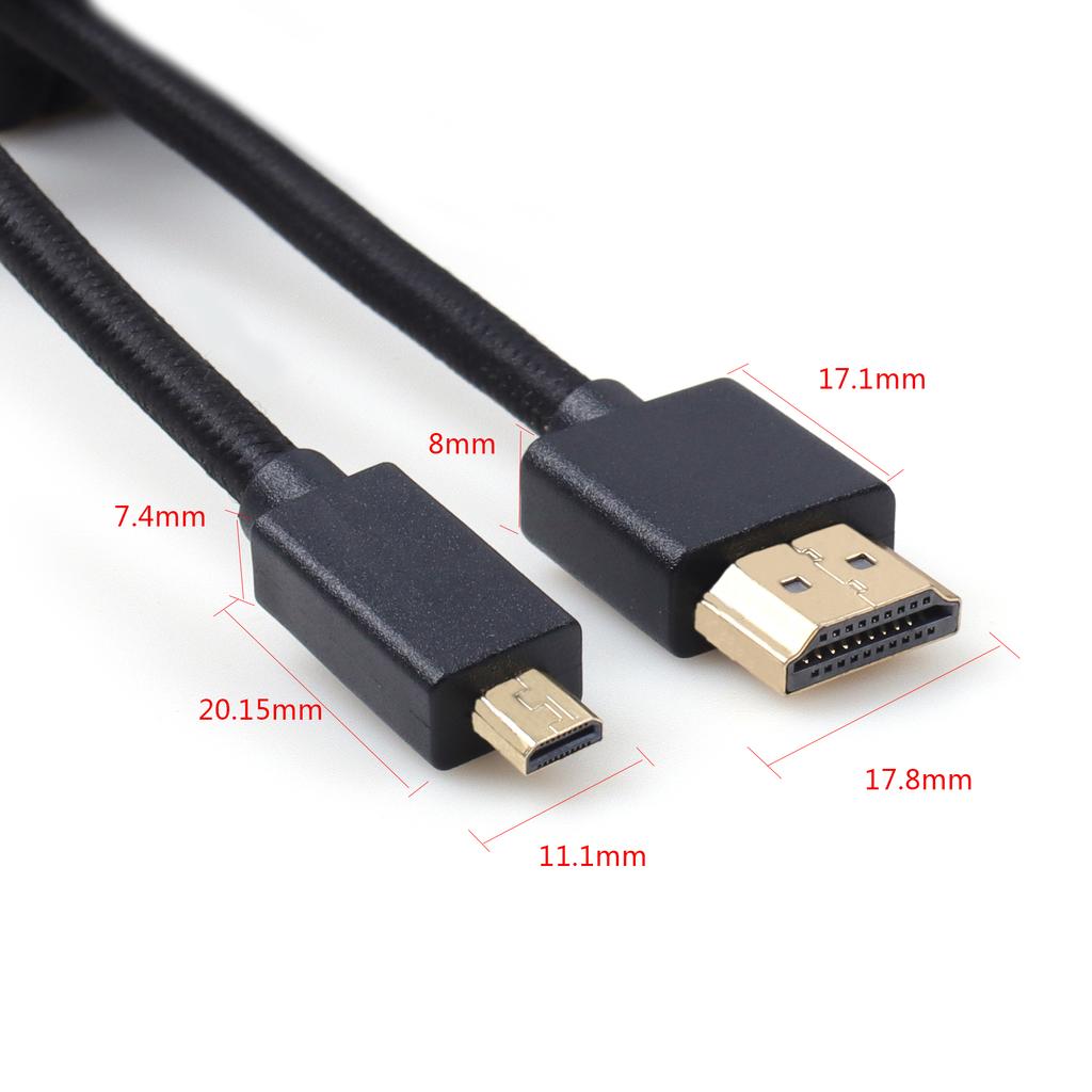 HD to Micro HD/MINI HD/HD Coiled Cable 1080P 4K 60Hz High-Speed High-Definition Television Cable for Monitor Computer |Black Re