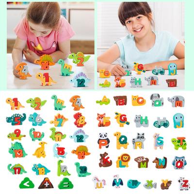 Early Childhood Education And Brain-training Number Board, Number Matching Hand , Cartoon Dinosaur Animal Building Block Toy