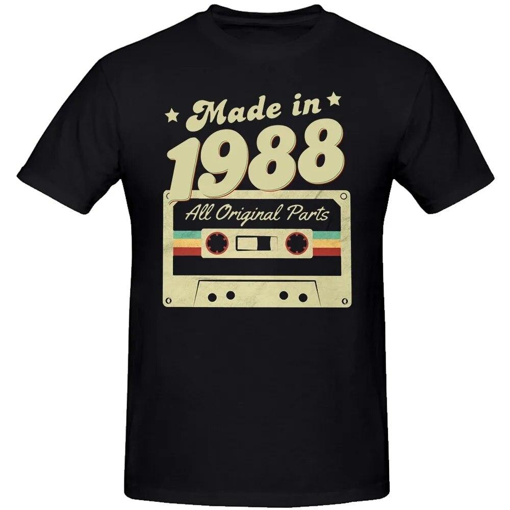 

Винтажный подарок на день рождения 1988 года, забавные футболки с музыкальным юмором, летние футболки из 100% хлопка, уличная одежда, футболка с короткими рукавами, подарки на день рождения, унисекс