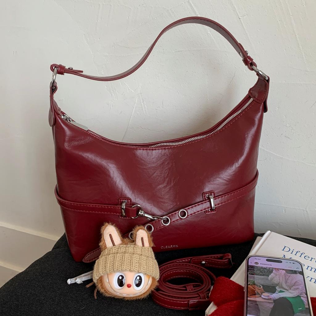 Women's bag 2025 autumn and winter new retro shoulder messenger bag belt decoration simple commuter underarm bag wholesale