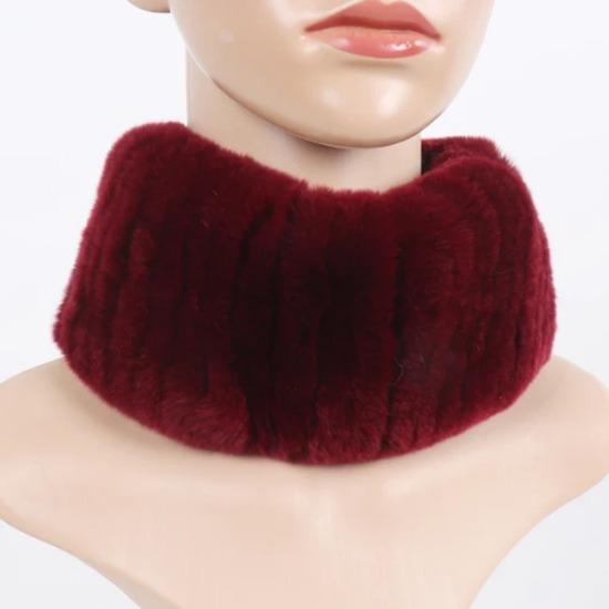 Hot Sale Winter Women Knitted Real Rex Rabbit Fur Scarf Natural Soft Rex Rabbit Fur Scarves Girls Warm Genuine Fur Headband