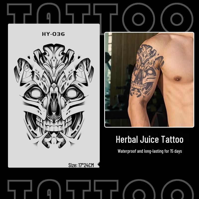 Japanese Traditional Tattoo Waterproof Sticker: Men's Long-lasting Floral Arm Pattern.